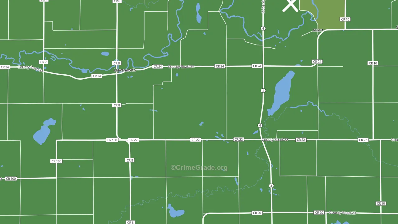 Leavenworth, MN Map of Vehicle Theft Rates