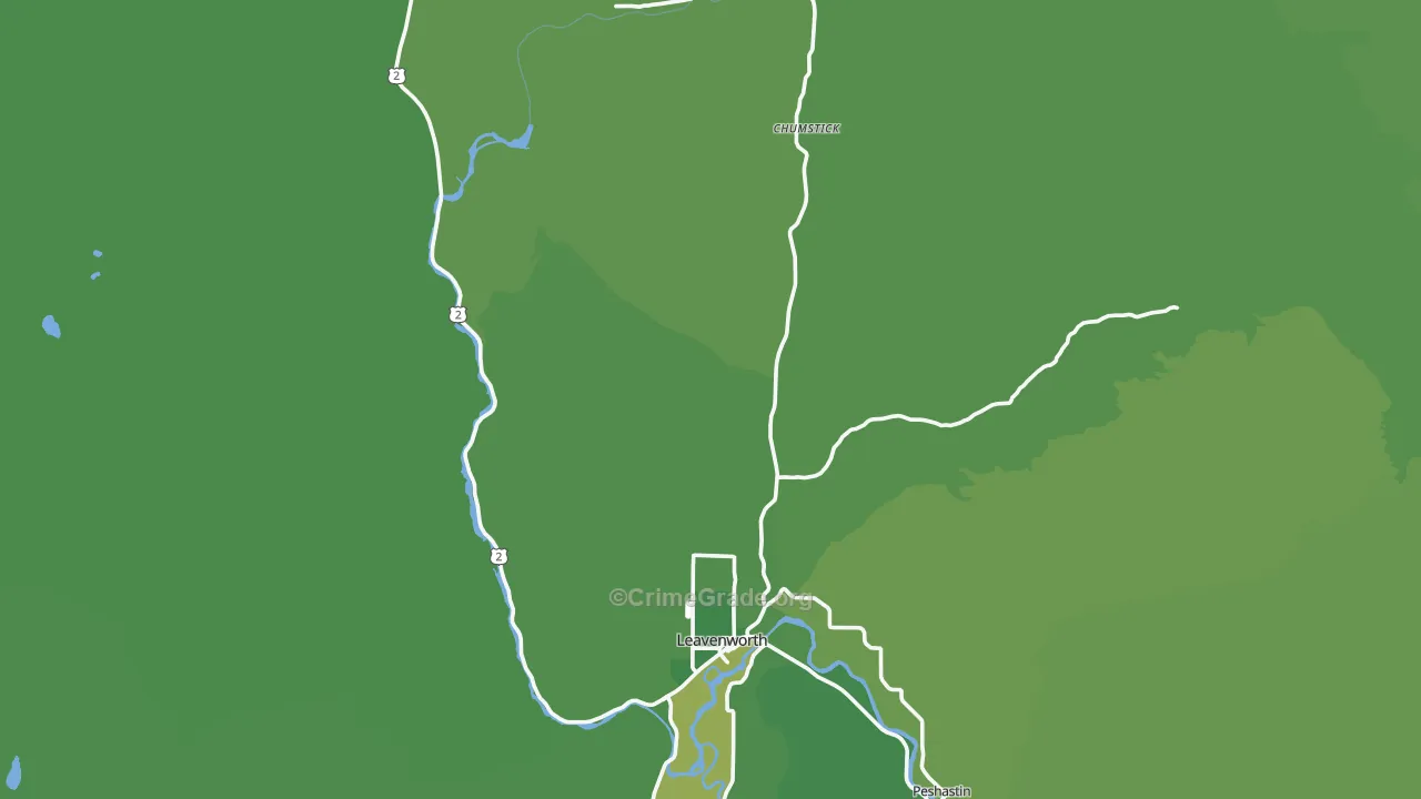 Leavenworth, WA Map of Vehicle Theft Rates