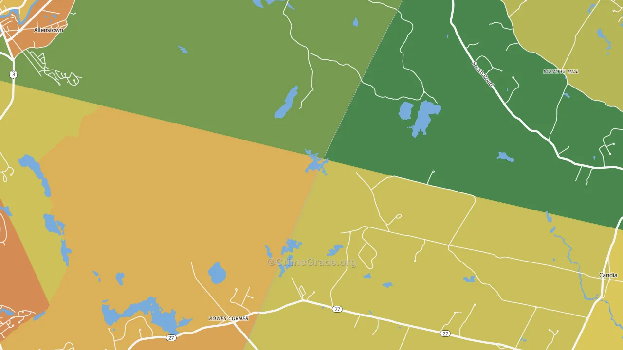 Leavitts Hill, NH Map of Vehicle Theft Rates
