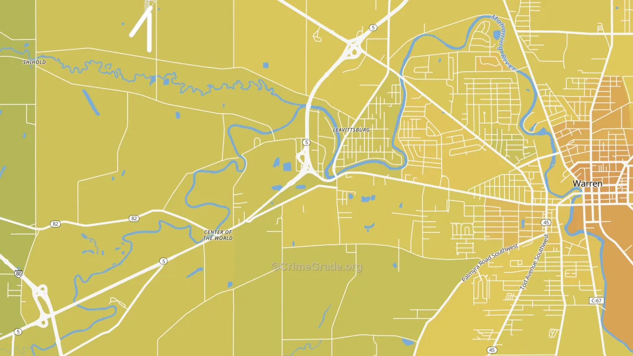 Leavittsburg, OH Map of Vehicle Theft Rates