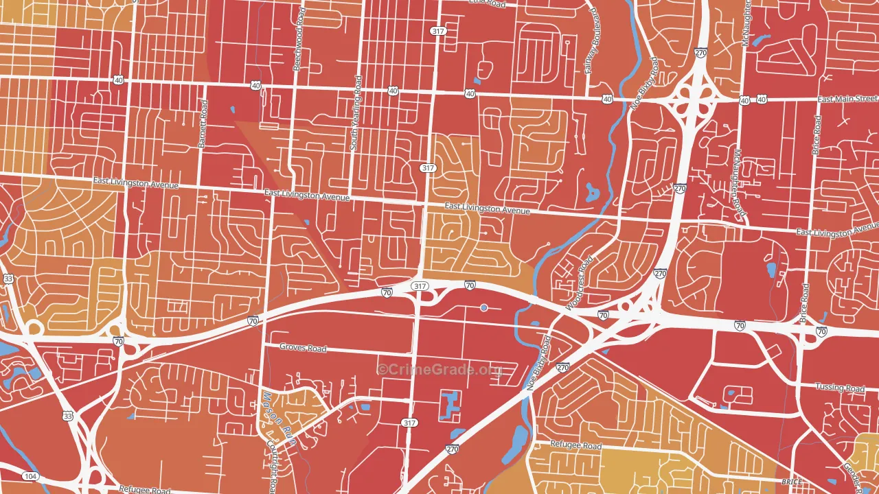 Leawood, Columbus, OH Map of Vehicle Theft Rates