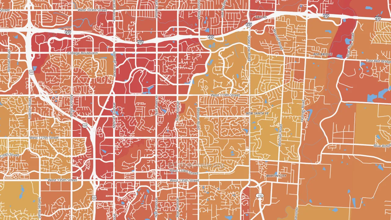 Leawood, KS Map of Vehicle Theft Rates