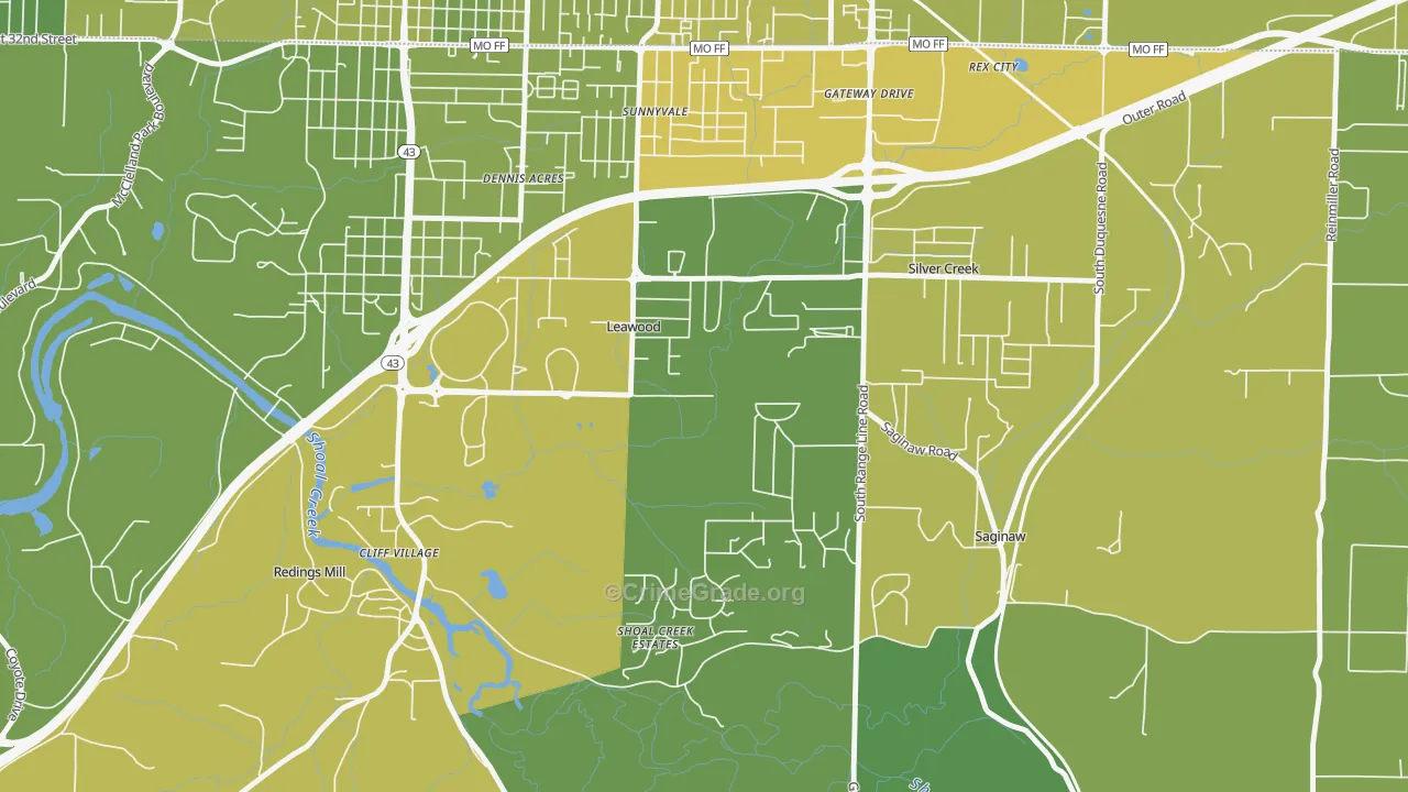 Leawood, MO Map of Vehicle Theft Rates