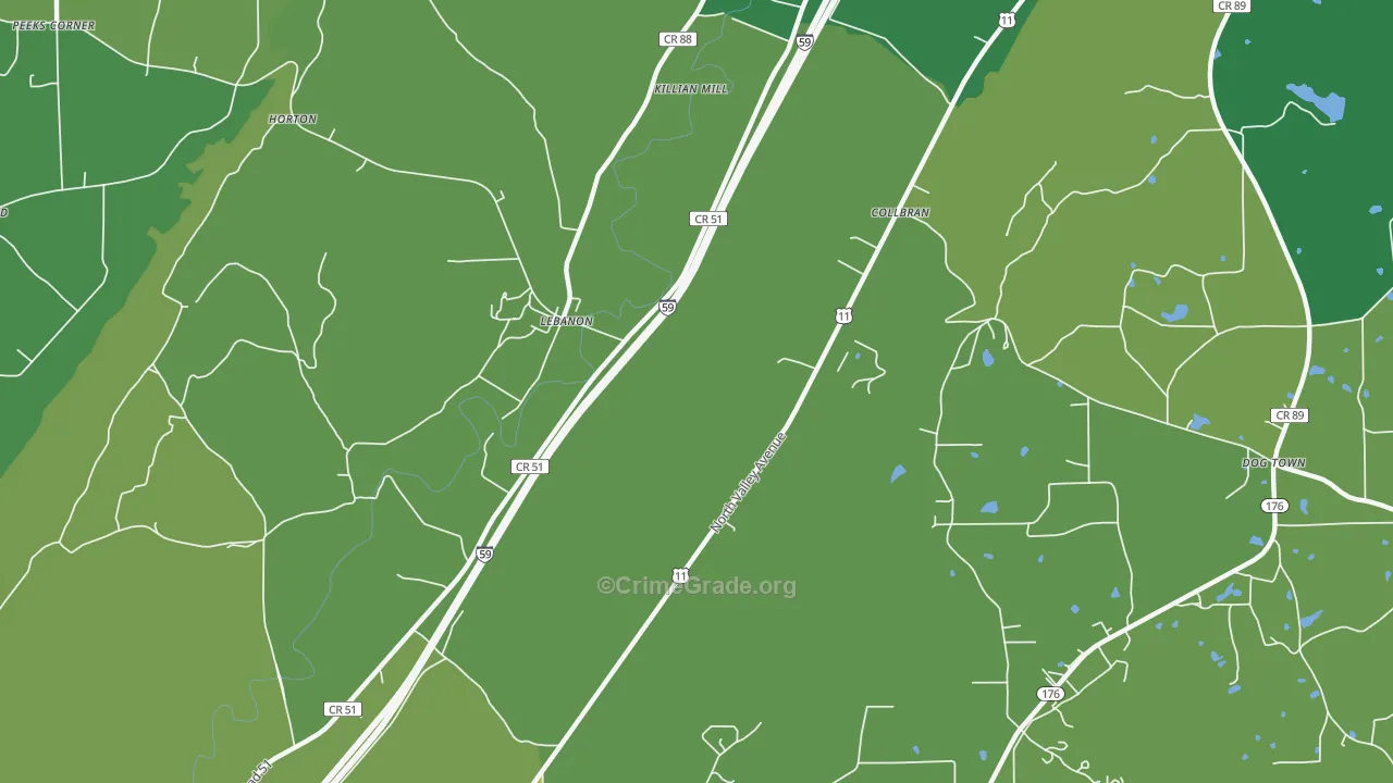 Lebanon, AL Map of Vehicle Theft Rates