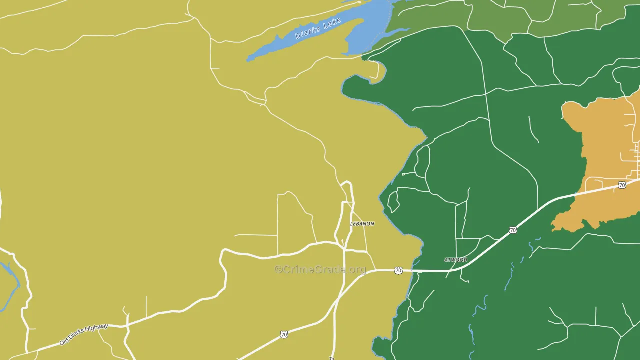 Lebanon, AR Map of Vehicle Theft Rates