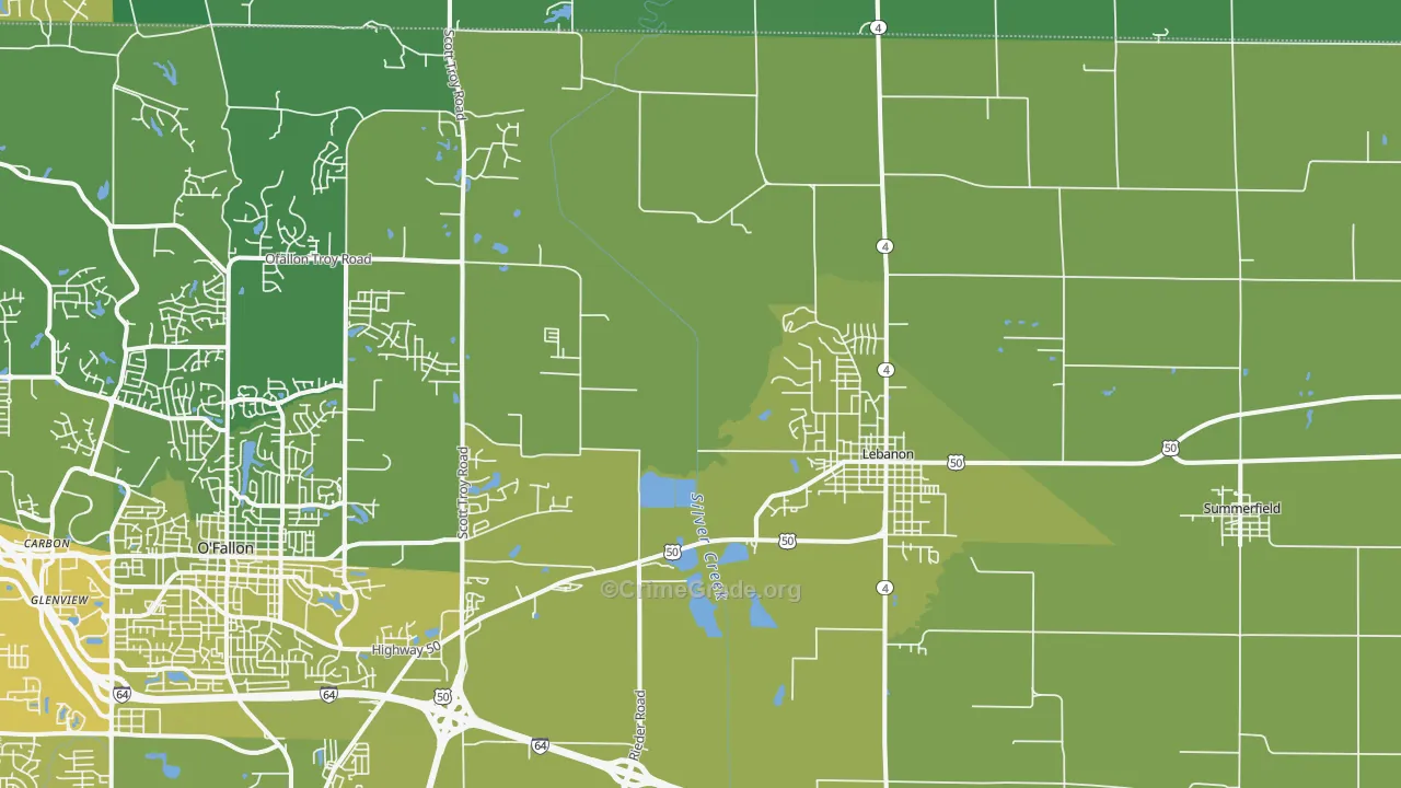 Lebanon, IL Map of Vehicle Theft Rates