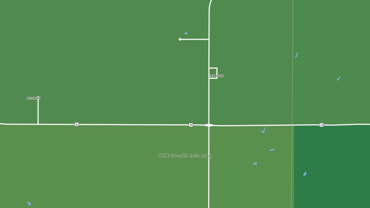 Lebanon, KS Map of Vehicle Theft Rates
