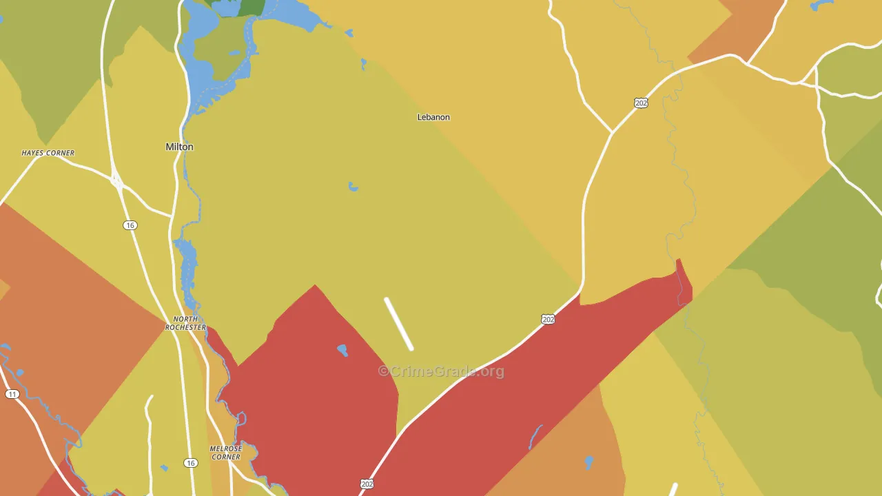 Lebanon, ME Map of Vehicle Theft Rates