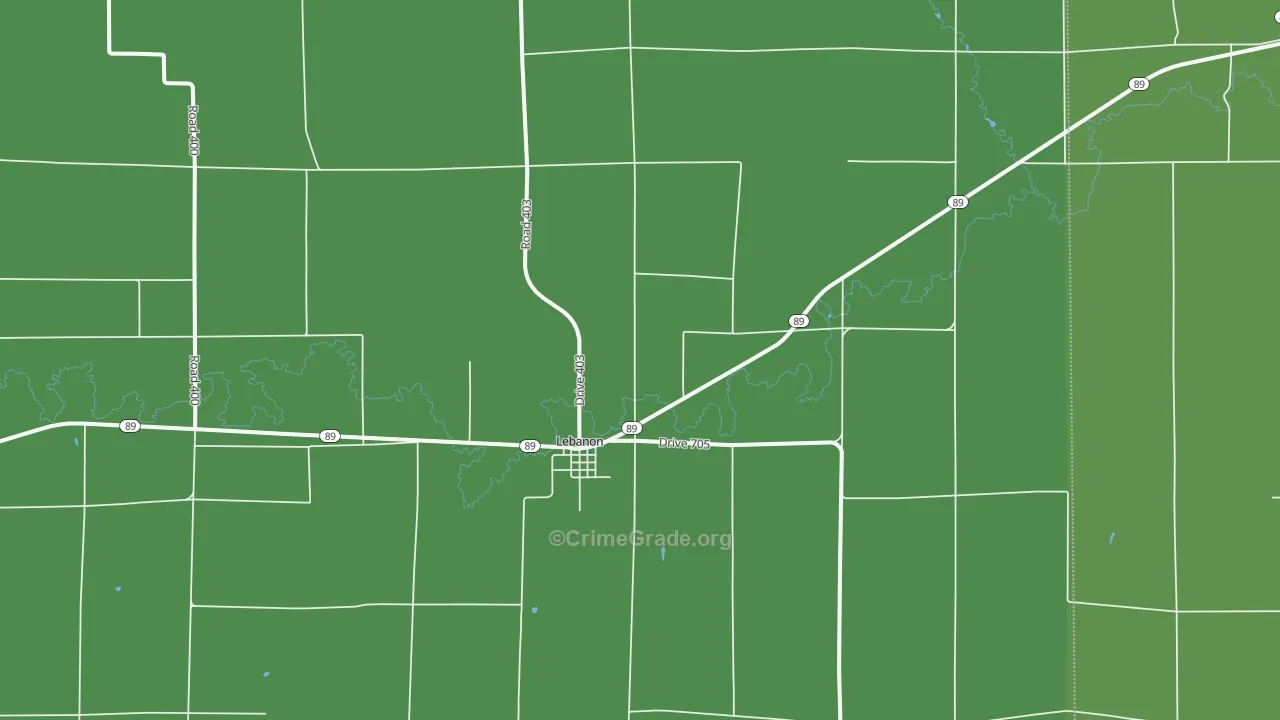 Lebanon, NE Map of Vehicle Theft Rates