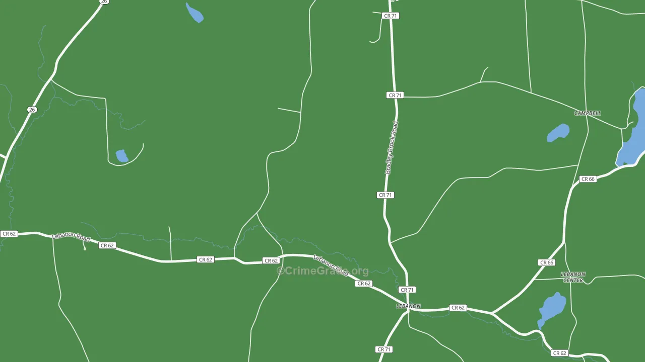 Lebanon, NY Map of Vehicle Theft Rates