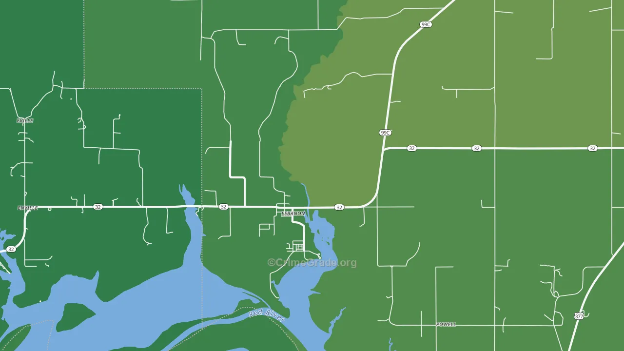 Lebanon, OK Map of Vehicle Theft Rates