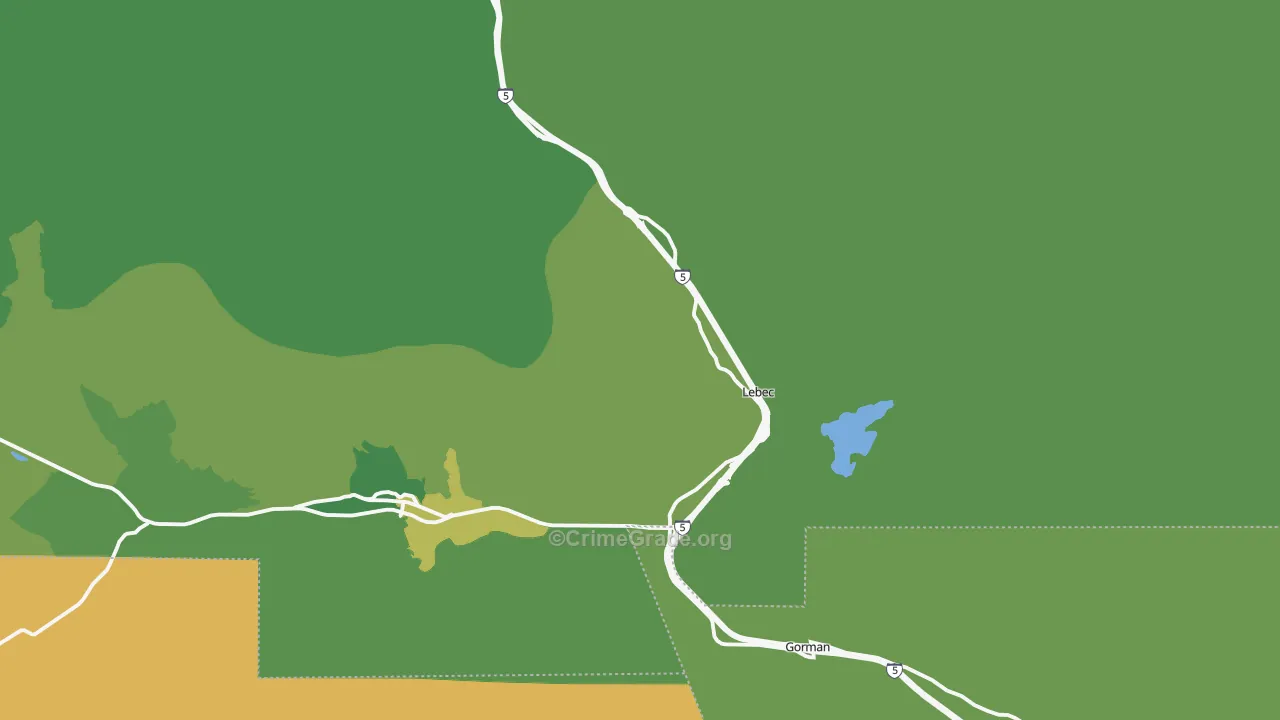 Lebec, CA Map of Vehicle Theft Rates