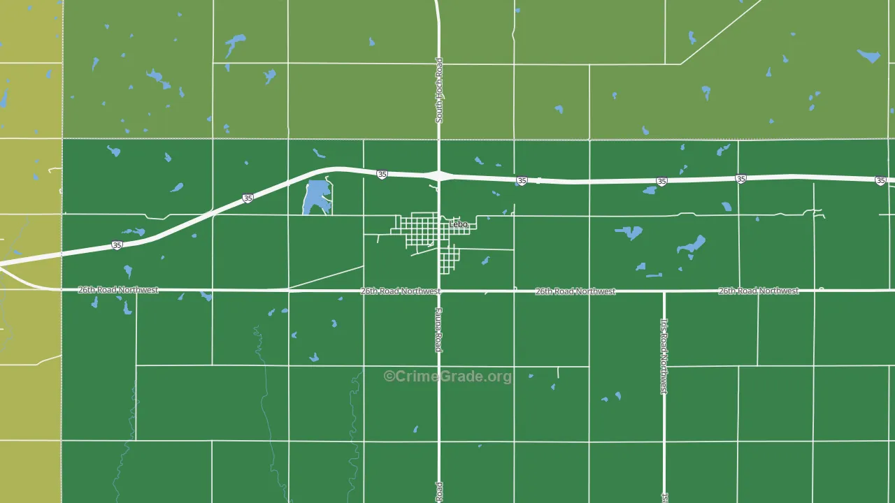 Lebo, KS Map of Vehicle Theft Rates