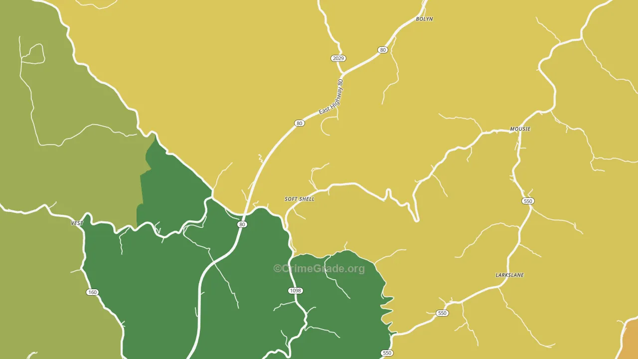Leburn, KY Map of Vehicle Theft Rates