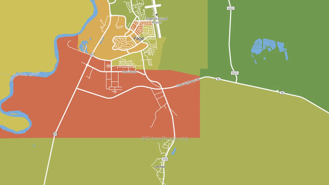 Lechee, AZ Map of Vehicle Theft Rates