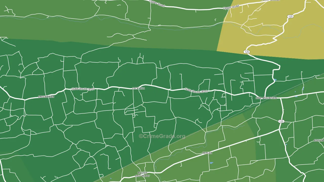 Leck Kill, PA Map of Vehicle Theft Rates
