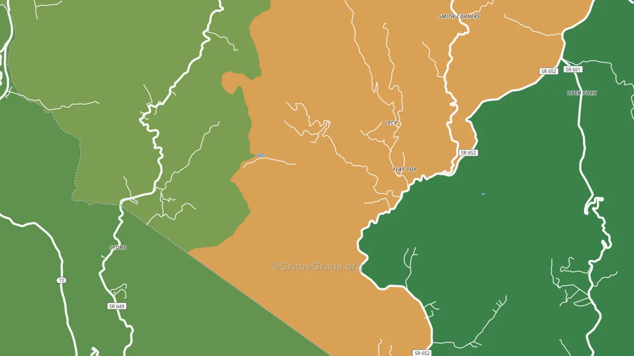 Leck, VA Map of Vehicle Theft Rates