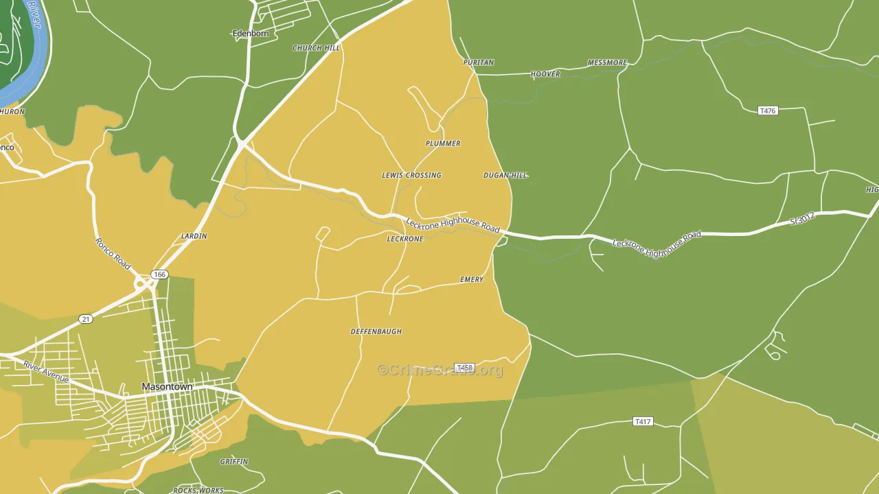 Leckrone, PA Map of Vehicle Theft Rates