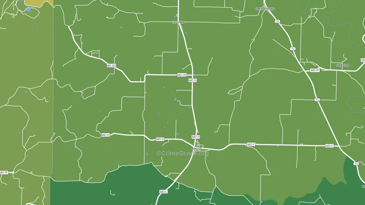 Lecoma, MO Map of Vehicle Theft Rates