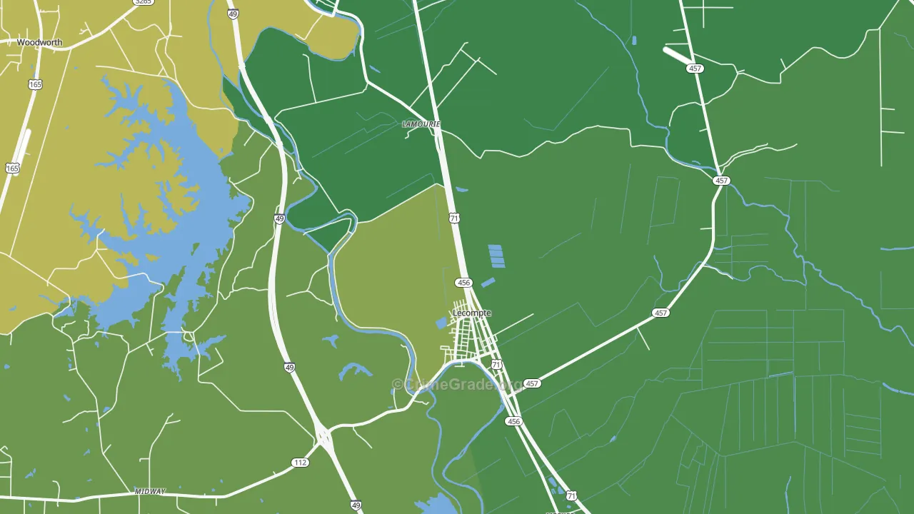 Lecompte, LA Map of Vehicle Theft Rates
