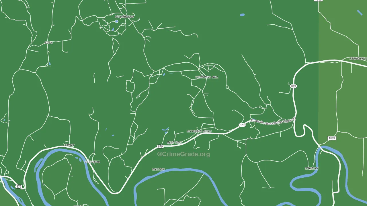 Lecontes Mills, PA Map of Vehicle Theft Rates