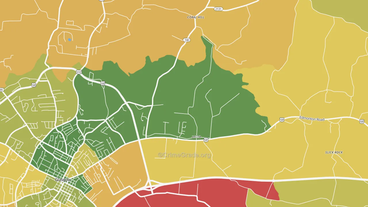 Lecta, KY Map of Vehicle Theft Rates
