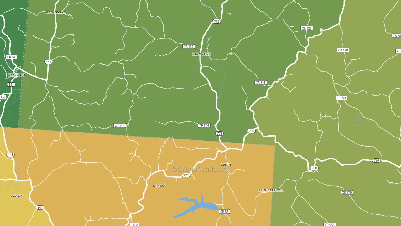 Lecta, OH Map of Vehicle Theft Rates