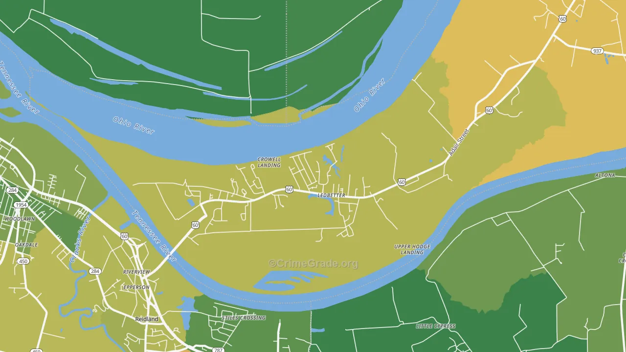 Ledbetter, KY Map of Vehicle Theft Rates