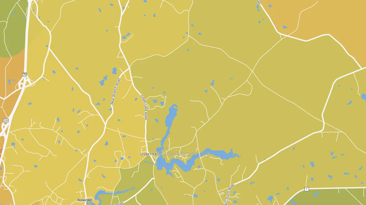 Ledbetter, NC Map of Vehicle Theft Rates