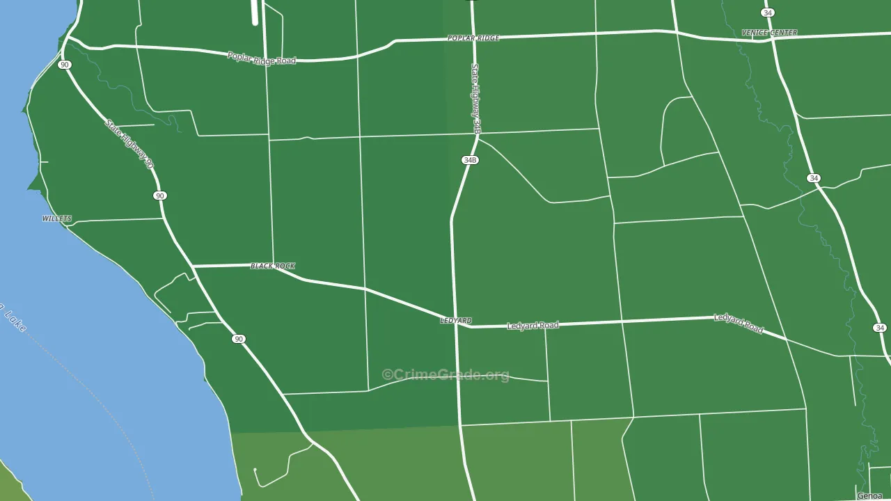 Ledyard, NY Map of Vehicle Theft Rates