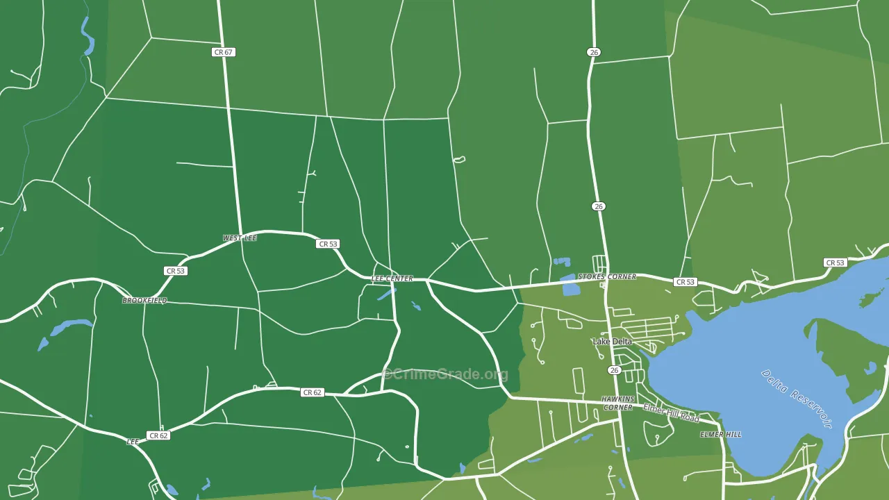 Lee Center, NY Map of Vehicle Theft Rates
