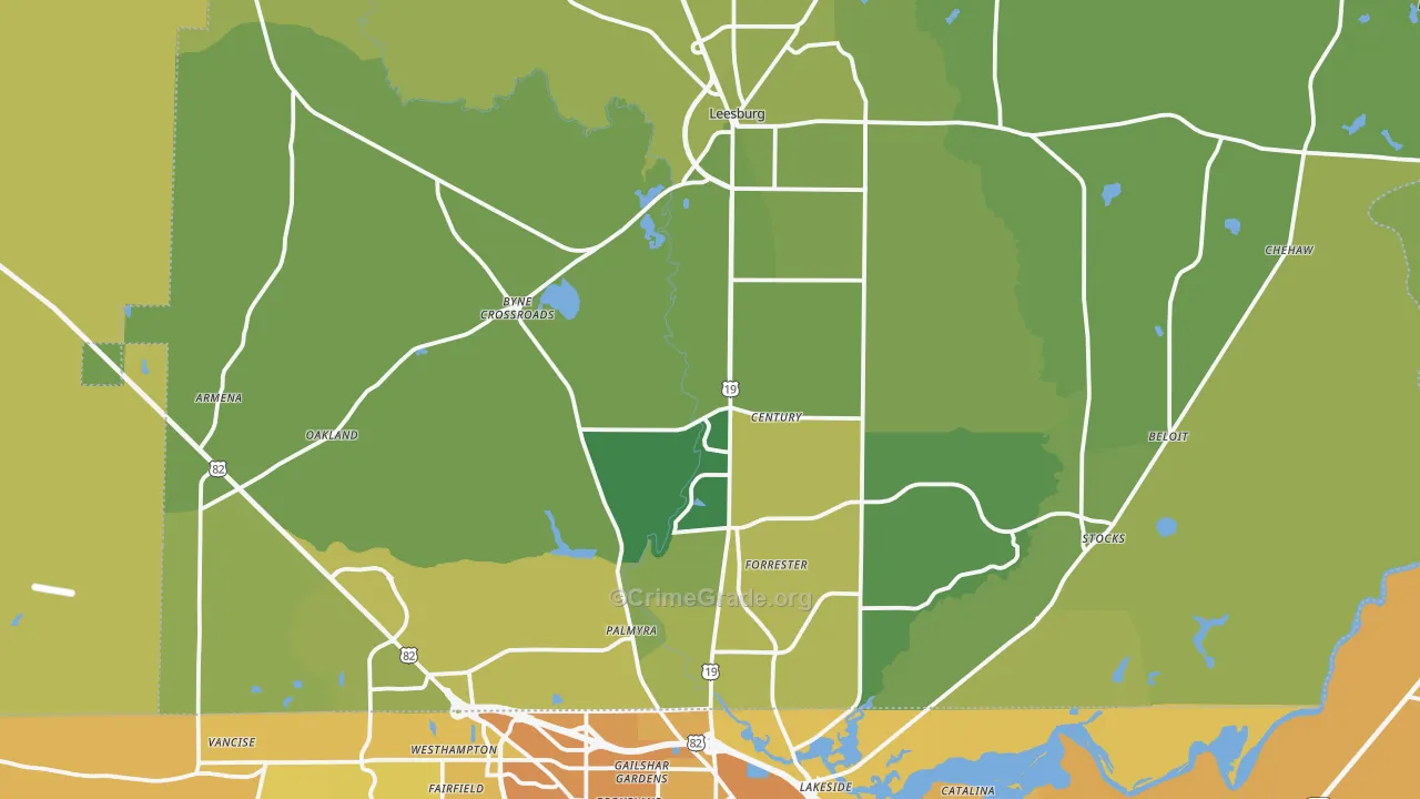 Lee County, GA Map of Vehicle Theft Rates