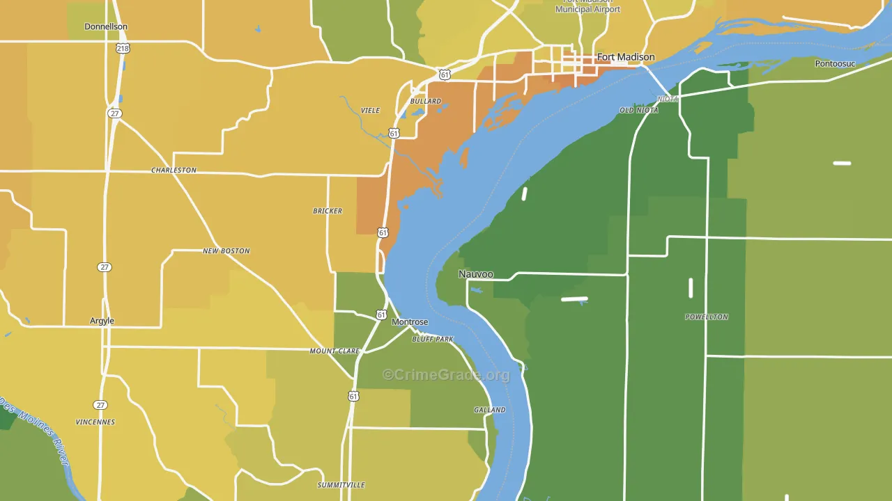 Lee County, IA Map of Vehicle Theft Rates