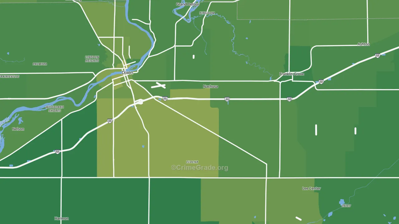 Lee County, IL Map of Vehicle Theft Rates