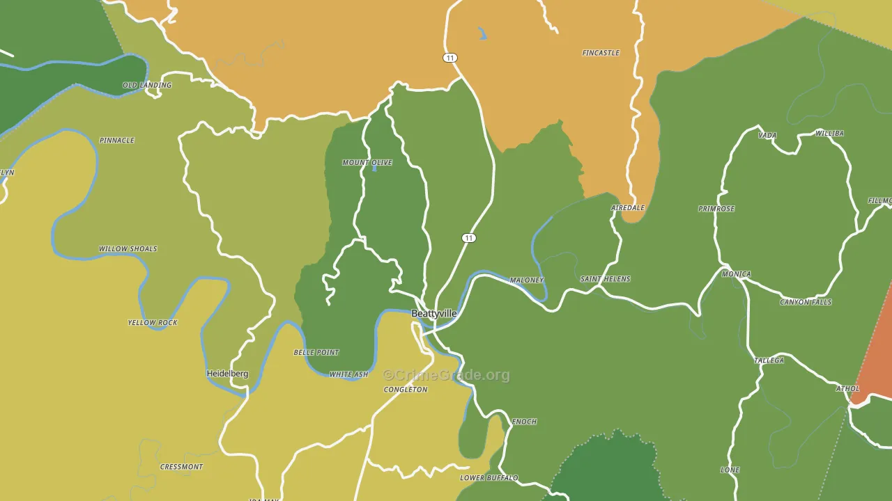 Lee County, KY Map of Vehicle Theft Rates