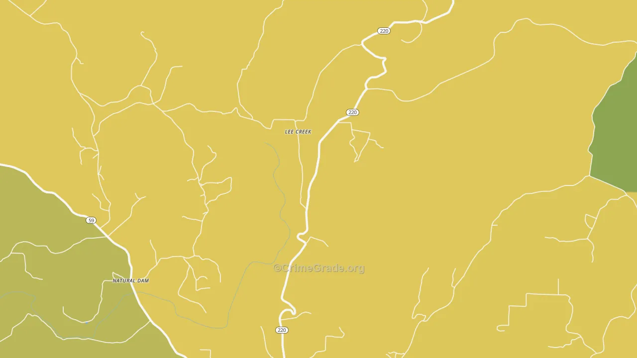 Lee Creek, AR Map of Vehicle Theft Rates