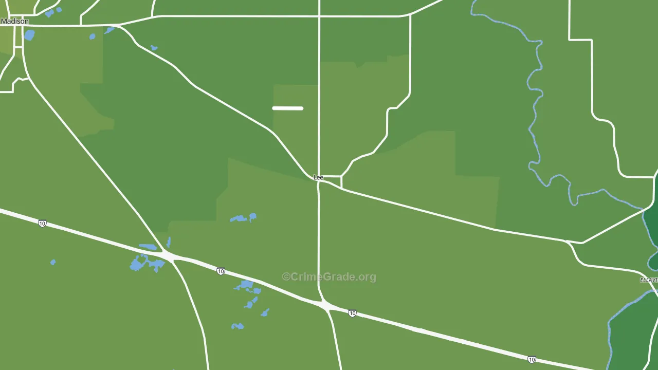 Lee, FL Map of Vehicle Theft Rates