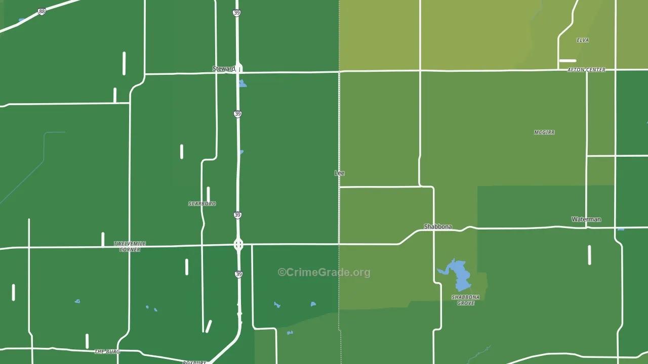 Lee, IL Map of Vehicle Theft Rates