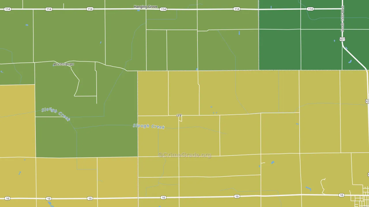 Lee, IN Map of Vehicle Theft Rates
