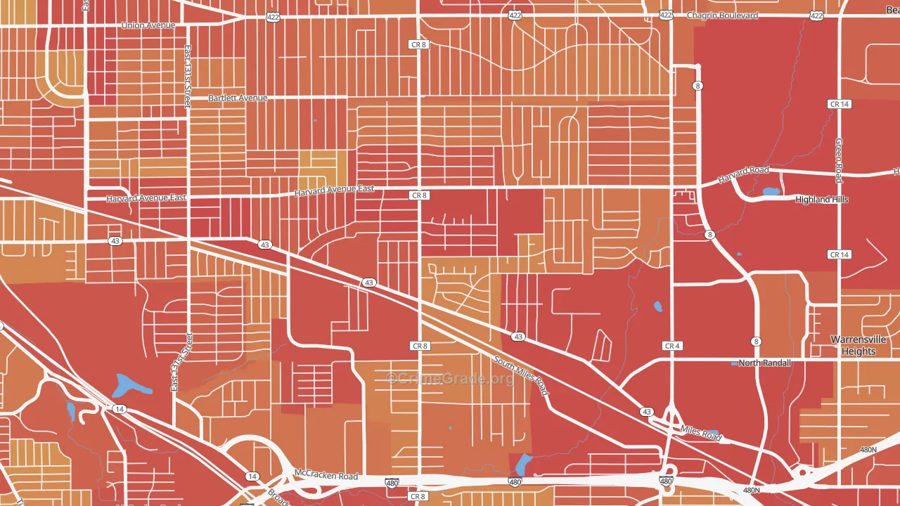 Lee-Miles, Cleveland, OH Map of Vehicle Theft Rates