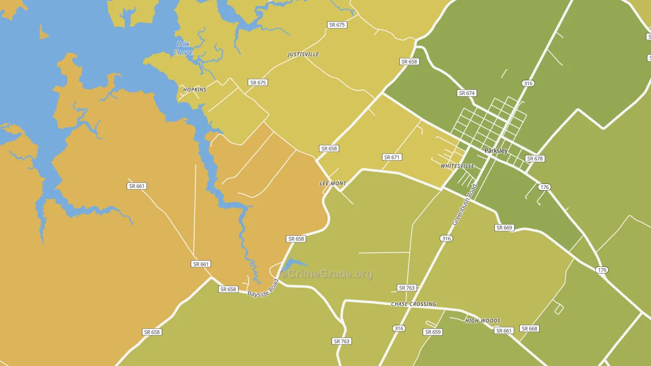 Lee Mont, VA Map of Vehicle Theft Rates
