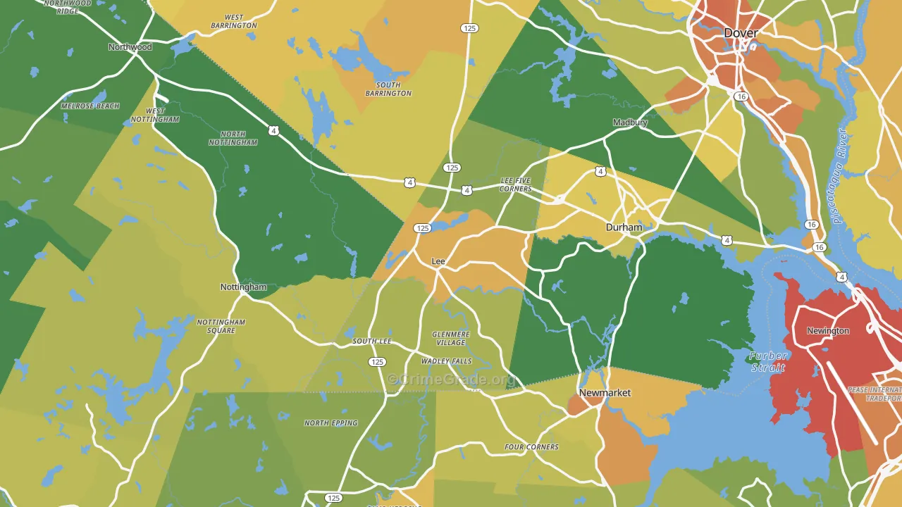 Lee, NH Map of Vehicle Theft Rates