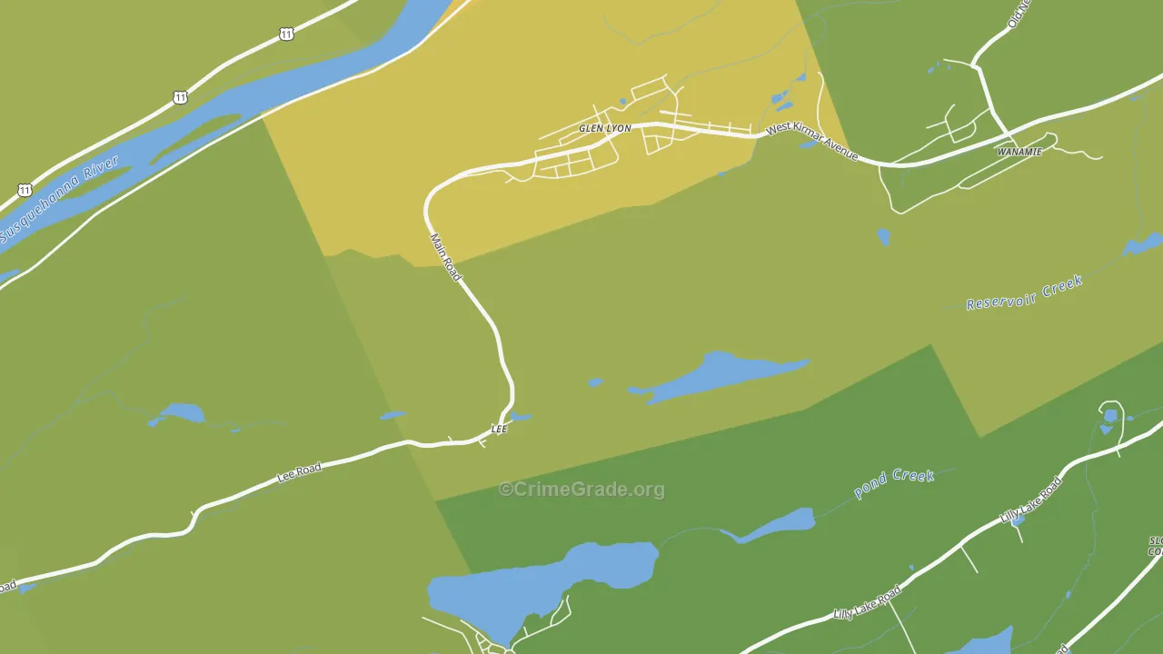 Lee, PA Map of Vehicle Theft Rates