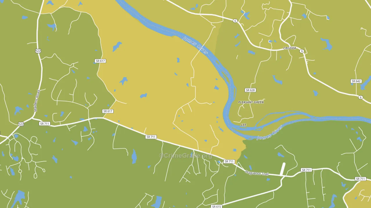 Lee, VA Map of Vehicle Theft Rates