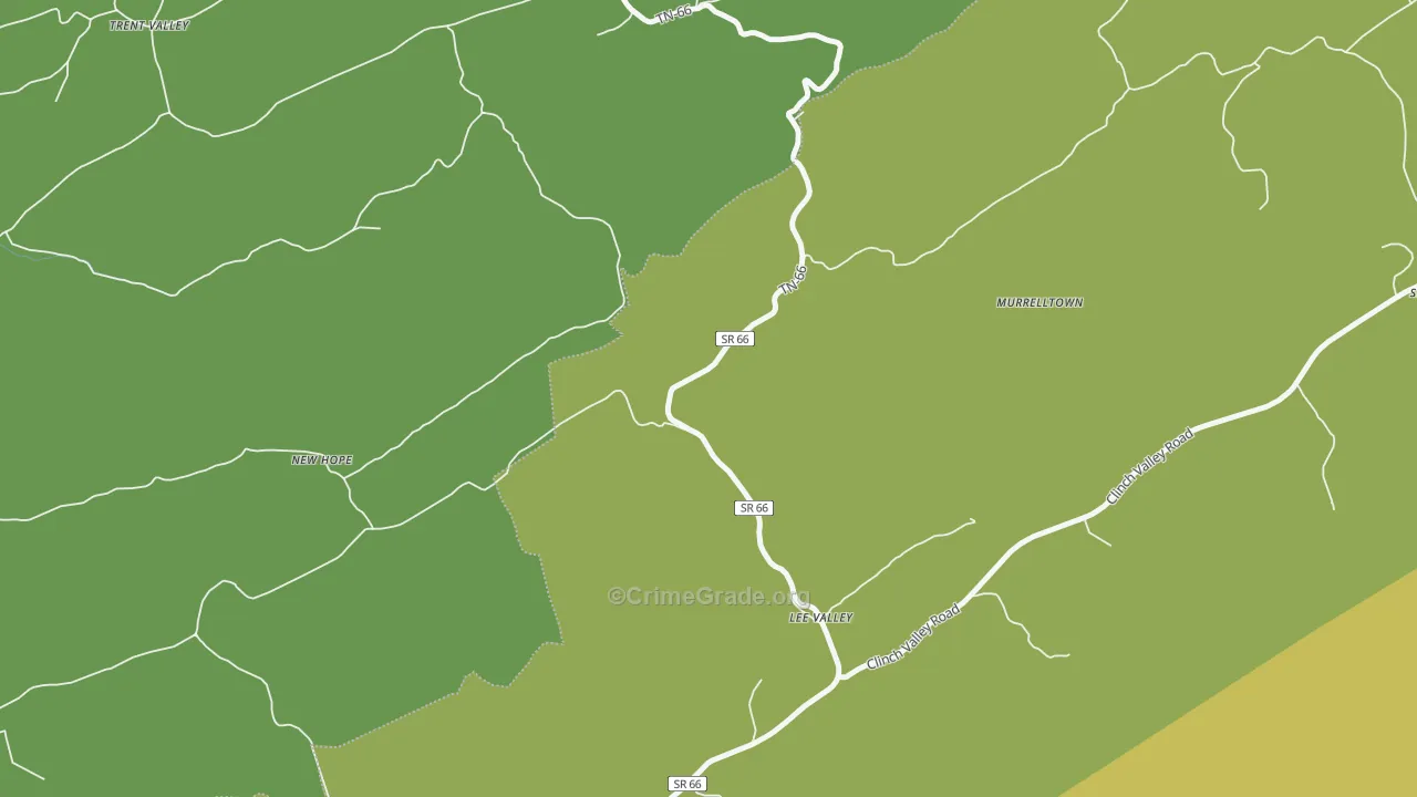 Lee Valley, TN Map of Vehicle Theft Rates