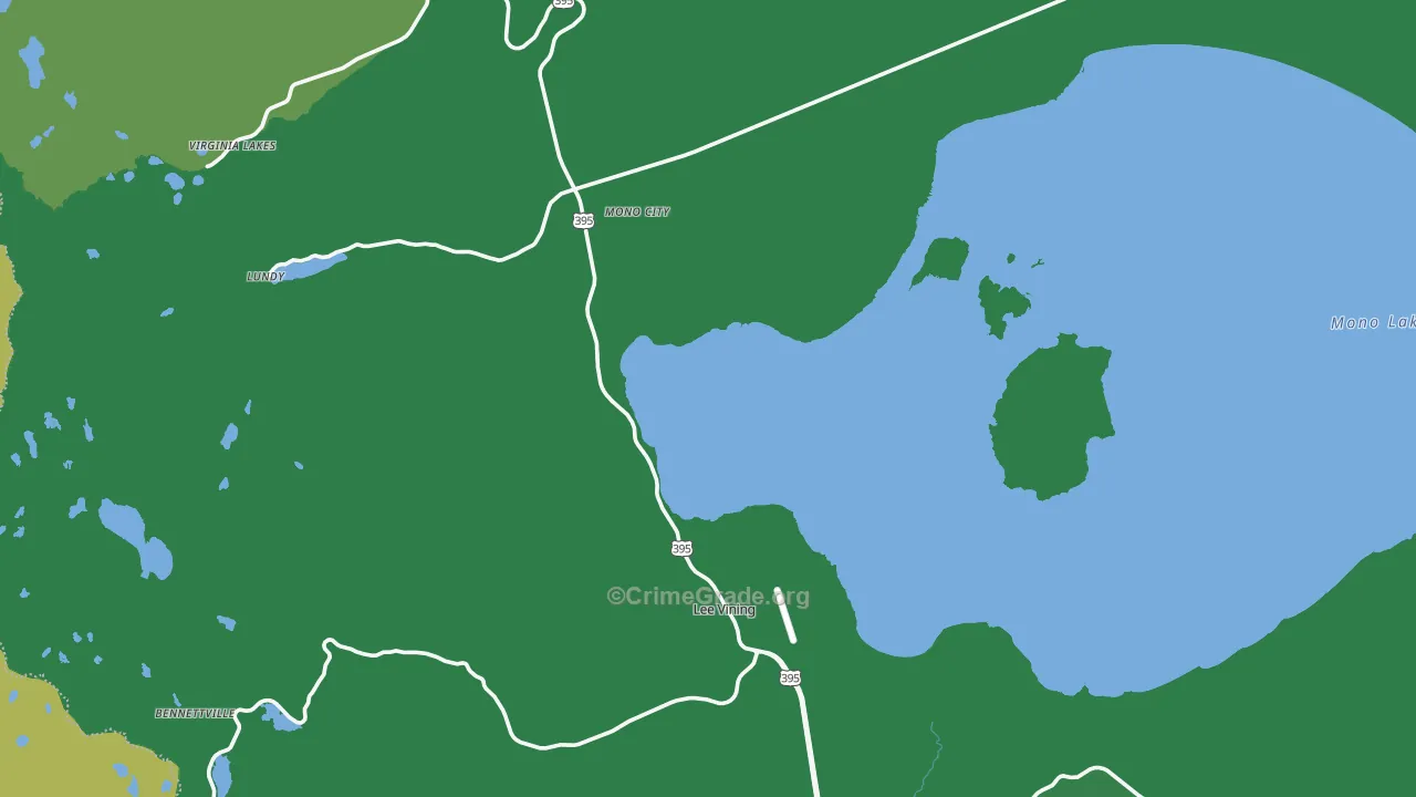 Lee Vining, CA Map of Vehicle Theft Rates
