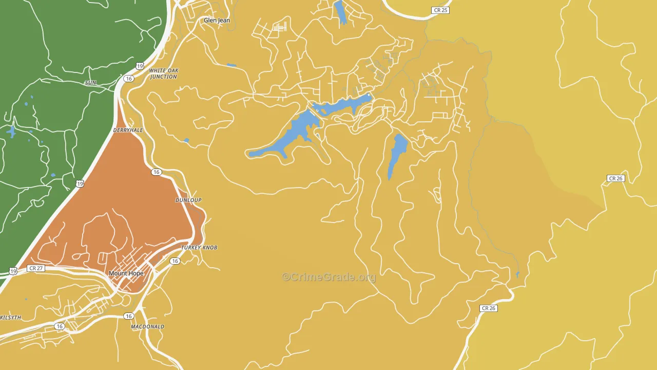 Lee, WV Map of Vehicle Theft Rates