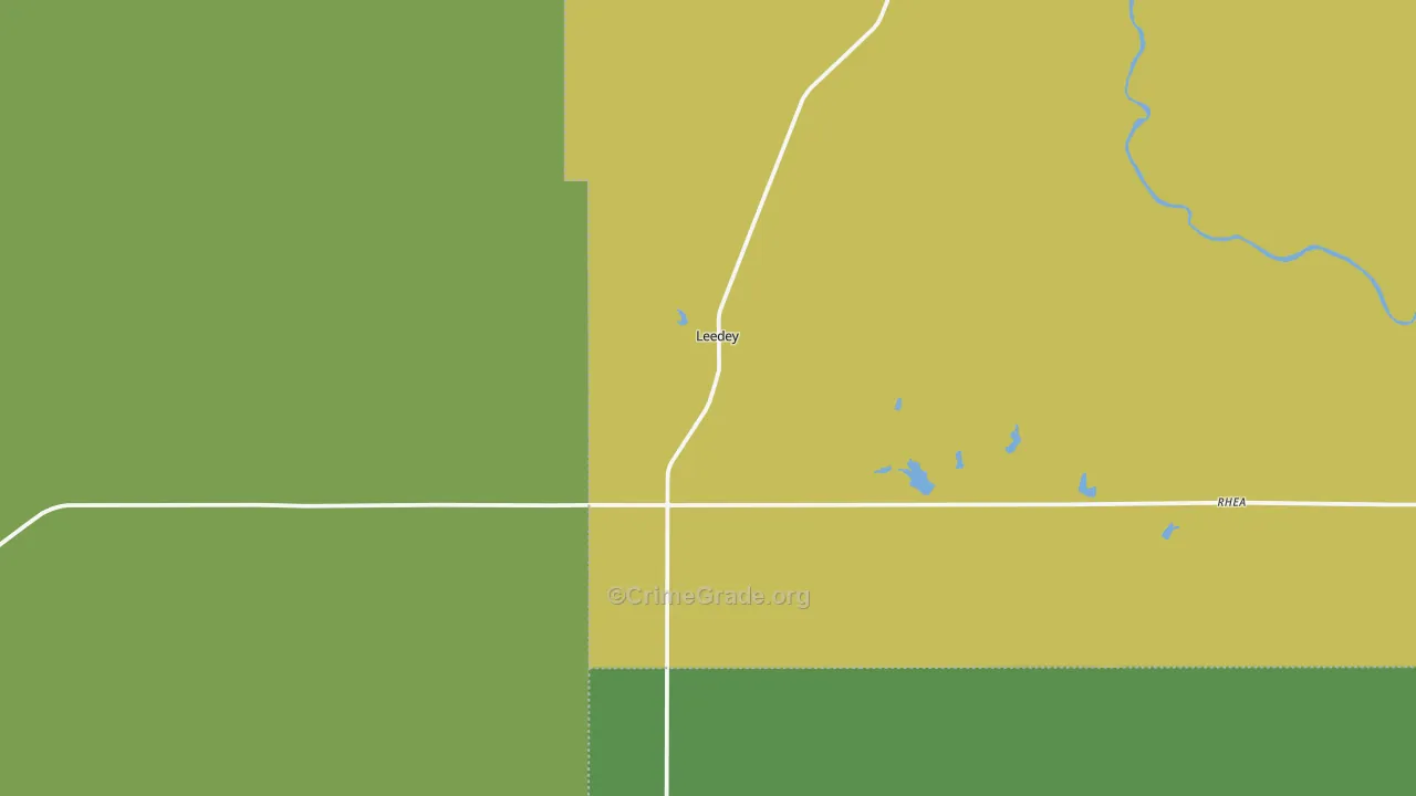 Leedey, OK Map of Vehicle Theft Rates