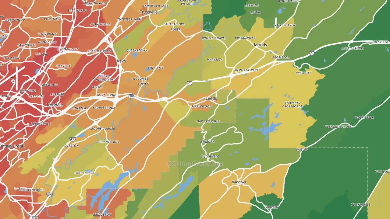 Leeds, AL Map of Vehicle Theft Rates