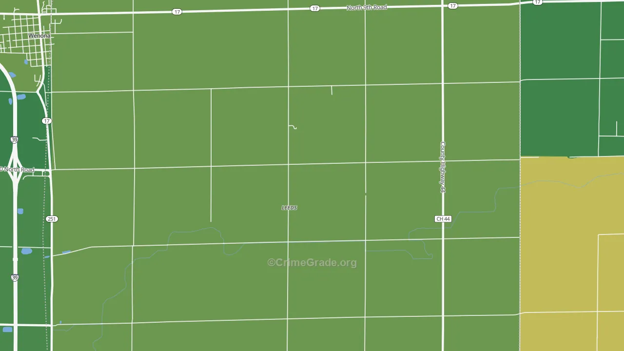 Leeds, IL Map of Vehicle Theft Rates